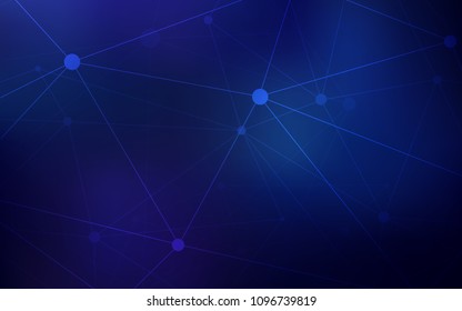 Dark BLUE vector background with bubbles, lines. Illustration with set of colorful abstract circles and lines. Pattern can be used for futuristic ad, booklets.