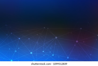Dark BLUE vector background with bubbles, lines. Design with connection of dots and lines on colorful background. Pattern can be used for beautiful websites.