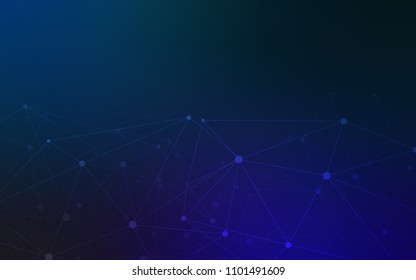 Dark BLUE vector background with bubbles, lines. Glitter abstract illustration with connection of triangle structure. Pattern can be used for futuristic ad, booklets.