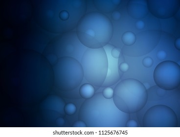 Dark BLUE vector background with bubbles. Modern abstract illustration with colorful water drops. The pattern can be used for beautiful websites.