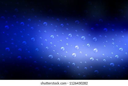 Dark BLUE vector background with bubbles. Illustration with set of shining colorful abstract circles. Pattern can be used as texture of water, rain drops.