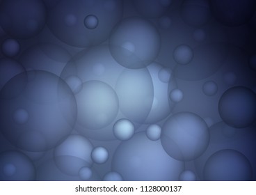 Dark BLUE vector background with bubbles. Beautiful colored illustration with blurred circles in nature style. The pattern can be used for ads, leaflets of liquid.