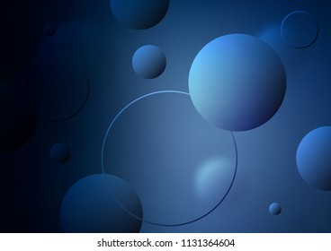 Dark BLUE vector background with bubbles. Blurred decorative design in abstract style with bubbles. New design for ad, poster, banner of your website.