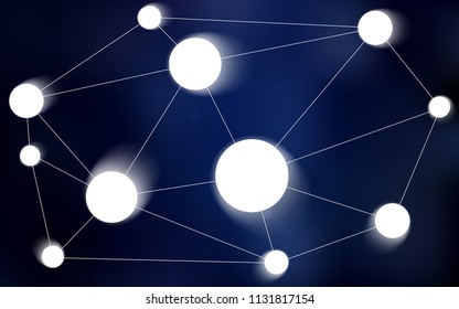 Dark BLUE vector background with bubbles, lines. Illustration with set of colorful abstract circles and lines. Pattern can be used for futuristic ad, booklets.