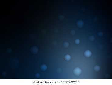 Dark BLUE vector background with bubbles. Beautiful colored illustration with blurred circles in nature style. Beautiful design for your business natural advert.