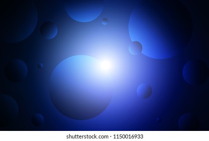 Dark BLUE vector background with bubbles. Abstract illustration with colored bubbles in nature style. Completely new template for your brand book.