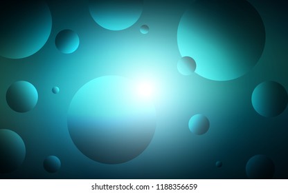 Dark BLUE vector background with bubbles. Blurred bubbles on abstract background with colorful gradient. Beautiful design for your business advert.