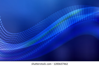 Dark BLUE vector background with bubbles, lines. Abstract illustration with colorful discs and triangles. Pattern for beautiful websites.
