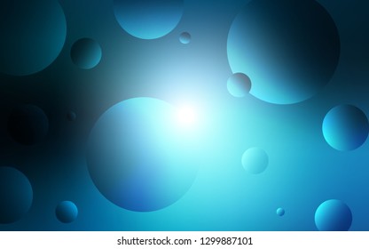 Dark BLUE vector background with bubbles. Blurred bubbles on abstract background with colorful gradient. New design for ad, poster, banner of your website.