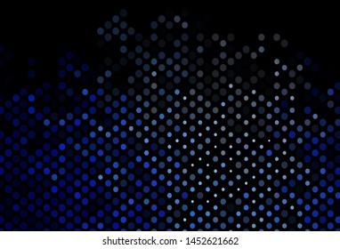 Dark BLUE vector background with bubbles. Blurred bubbles on abstract background with colorful gradient. Template for your brand book.