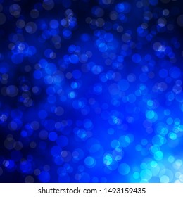 Dark BLUE vector background with bubbles. Abstract colorful disks on simple gradient background. Pattern for websites.