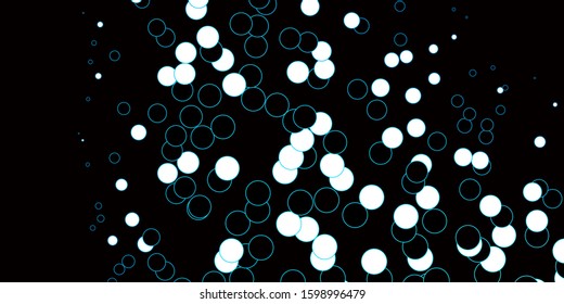 Dark BLUE vector background with bubbles. Colorful illustration with gradient dots in nature style. Pattern for websites.