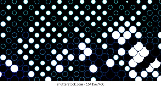 Dark BLUE vector background with bubbles. Abstract colorful disks on simple gradient background. Pattern for websites.