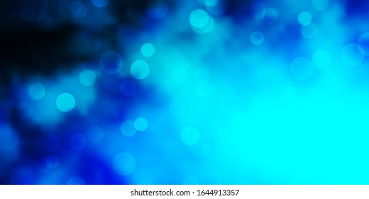 Dark BLUE vector background with bubbles. Abstract colorful disks on simple gradient background. Design for your commercials.