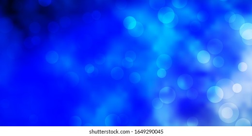 Dark BLUE vector background with bubbles. Modern abstract illustration with colorful circle shapes. Pattern for wallpapers, curtains.