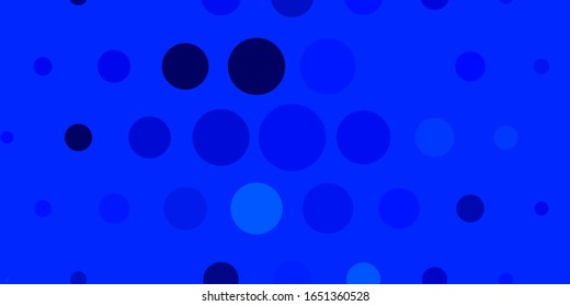 Dark BLUE vector background with bubbles. Abstract colorful disks on simple gradient background. New template for a brand book.