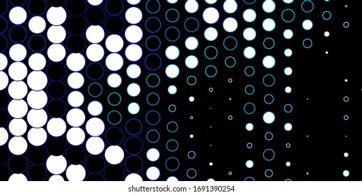 Dark BLUE vector background with bubbles. Illustration with set of shining colorful abstract spheres. Pattern for websites.