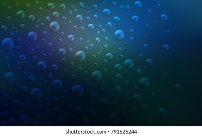 Dark BLUE vector background with bubbles. Beautiful colored illustration with blurred circles in nature style. Completely new template for your brand book.