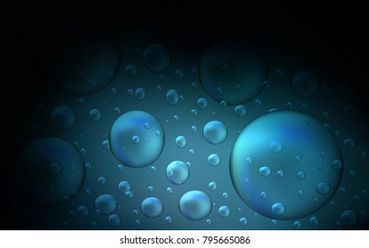 Dark BLUE vector background with bubbles. Illustration with set of shining colorful abstract circles. Pattern can be used as texture of water, rain drops.