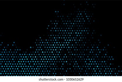 Dark BLUE vector background with cards signs. Blurred decorative design of hearts, spades, clubs, diamonds. Pattern for leaflets of poker games, events.