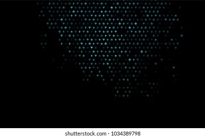 Dark BLUE vector background with cards signs. Illustration with set of hearts, spades, clubs, diamonds. Pattern for leaflets of poker games, events.