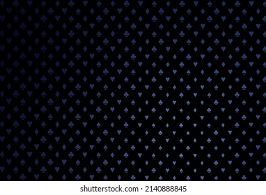 Dark blue vector background with cards signs. Colorful gradient with signs of hearts, spades, clubs, diamonds. Pattern for booklets, leaflets of gambling houses.