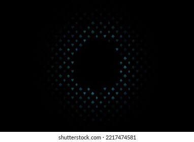 Dark blue vector background with cards signs. Colorful gradient with signs of hearts, spades, clubs, diamonds. Pattern for booklets, leaflets of gambling houses.