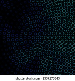 Dark BLUE vector background with circles. Abstract decorative design in gradient style with bubbles. Pattern for business ads.