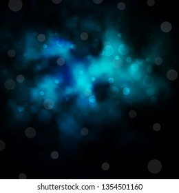 Dark BLUE vector background with circles. Colorful illustration with gradient dots in nature style. Pattern for booklets, leaflets.