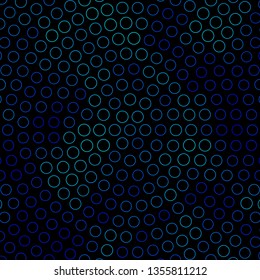 Dark BLUE vector background with circles. Glitter abstract illustration with colorful drops. New template for your brand book.