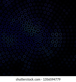 Dark BLUE vector background with circles. Glitter abstract illustration with colorful drops. New template for your brand book.