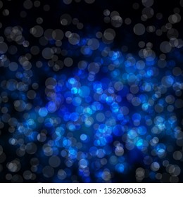Dark BLUE vector background with circles. Glitter abstract illustration with colorful drops. Pattern for business ads.