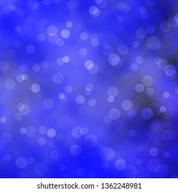 Dark BLUE vector background with circles. Abstract colorful disks on simple gradient background. Pattern for wallpapers, curtains.