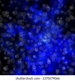 Dark BLUE vector background with circles. Glitter abstract illustration with colorful drops. New template for your brand book.