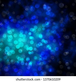 Dark BLUE vector background with circles. Abstract colorful disks on simple gradient background. Design for your commercials.