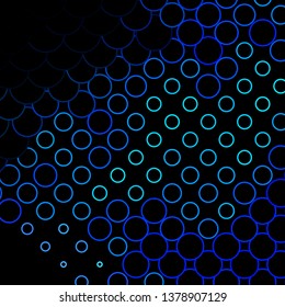 Dark BLUE vector background with circles. Abstract decorative design in gradient style with bubbles. Pattern for websites, landing pages.
