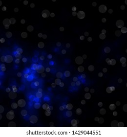 Dark BLUE vector background with circles. Abstract decorative design in gradient style with bubbles. Pattern for booklets, leaflets.
