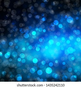 Dark BLUE vector background with circles. Glitter abstract illustration with colorful drops. Pattern for booklets, leaflets.