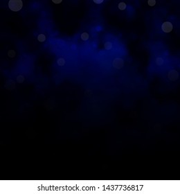 Dark BLUE vector background with circles. Illustration with set of shining colorful abstract spheres. Design for your commercials.