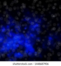 Dark BLUE vector background with circles. Abstract illustration with colorful spots in nature style. Design for posters, banners.