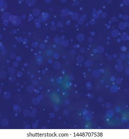 Dark BLUE vector background with circles, stars. Abstract design in gradient style with bubbles, stars. Template for business cards, websites.