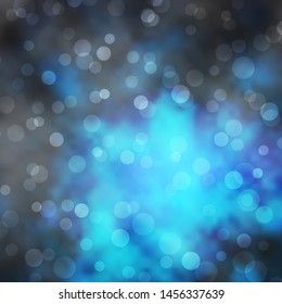 Dark BLUE vector background with circles. Abstract decorative design in gradient style with bubbles. Pattern for booklets, leaflets.