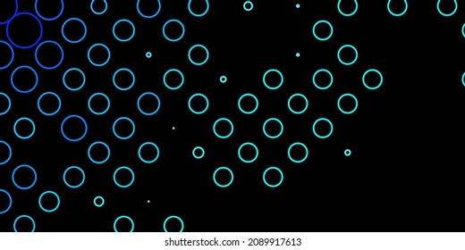 Dark BLUE vector background with circles. Abstract decorative design in gradient style with bubbles. Pattern for websites, landing pages.