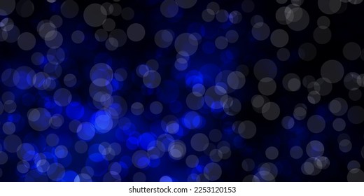 Dark BLUE vector background with circles. Glitter abstract illustration with colorful drops. Pattern for websites, landing pages.