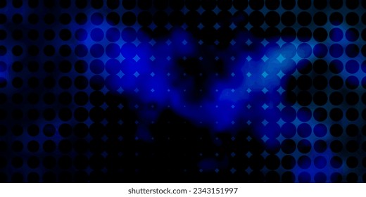 Dark BLUE vector background with circles. Illustration with set of shining colorful abstract spheres. Pattern for wallpapers, curtains.