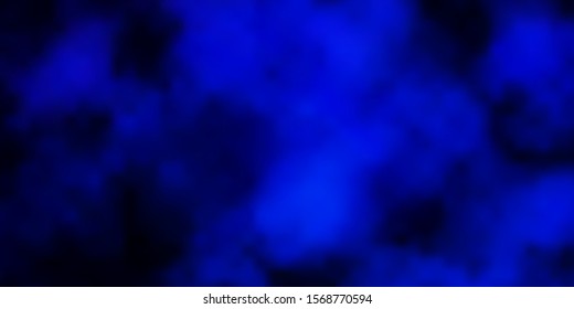 Dark BLUE vector background with clouds. Colorful illustration with abstract gradient clouds. Template for websites.