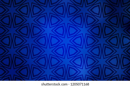 Dark BLUE vector background with colored stars. Glitter abstract illustration with colored stars. Pattern for wrapping gifts.