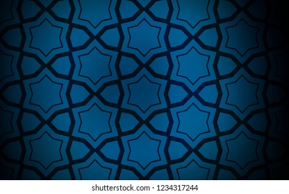 Dark BLUE vector background with colored stars. Shining colored illustration with stars. Smart design for your business advert.