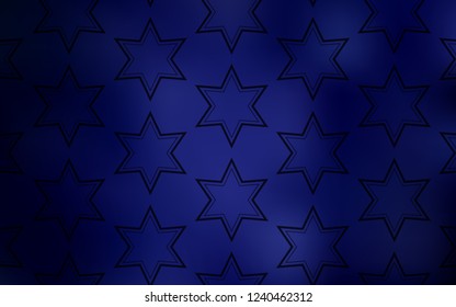 Dark BLUE vector background with colored stars. Stars on blurred abstract background with gradient. Smart design for your business advert.