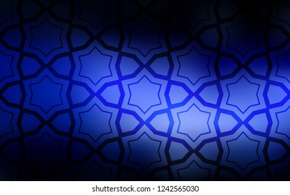 Dark BLUE vector background with colored stars. Stars on blurred abstract background with gradient. Pattern for wrapping gifts.